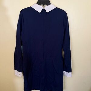 Cece by Cynthia Steffy Navy Blue Dress with White Collar and Cuffs Size 10 NWT